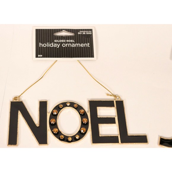 Lot of 2 Target Noel & Joy Word Ornaments Rhinestone Jeweled Christmas Black New - Picture 2 of 7